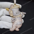 Custom Cartoon Character Charm Pendant, Cubic Zirconia, 14k Two Tone Gold Plated