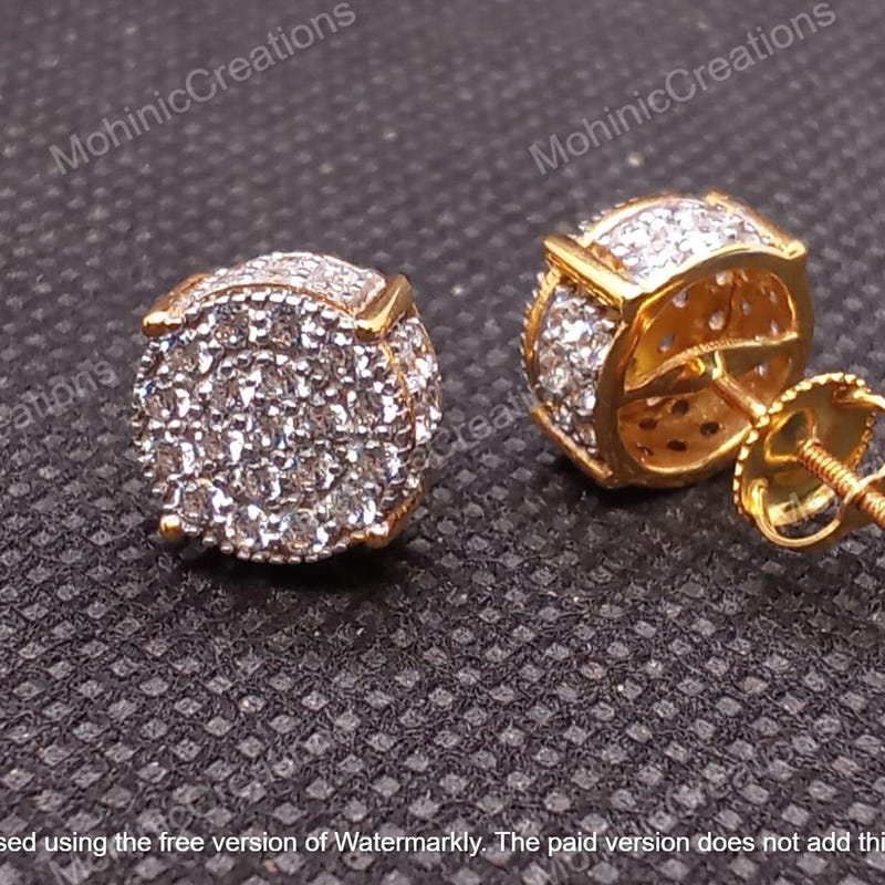 1.20Ct Round Cubic Zirconia Stud Earrings, 14K Yellow Gold Plated 925 Silver