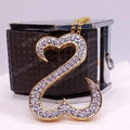 Handmade Double Heart Pendant, Round Cubic Zirconia, 14K Yellow Gold Plated
