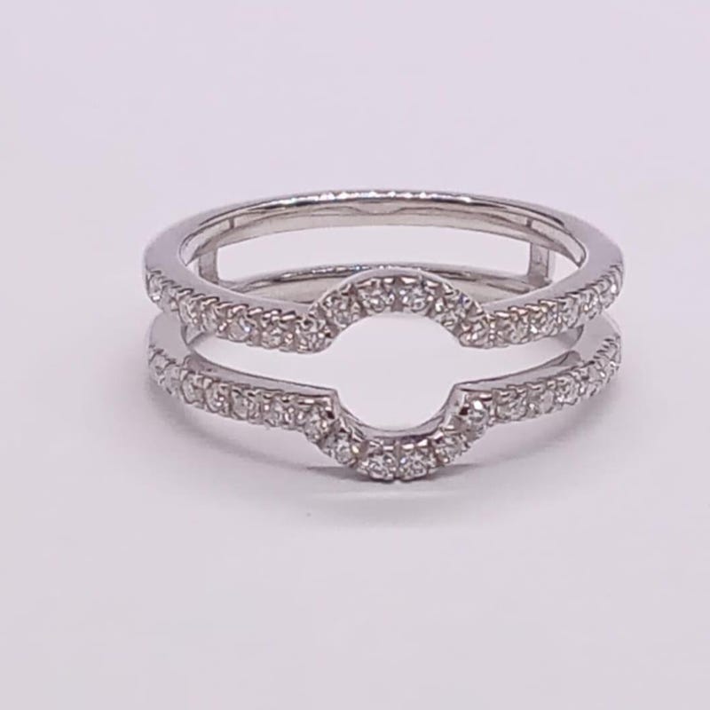 14K Yellow Gold Finish Enhancer Ring, Round Cut Cubic Zirconia Anniversary Band