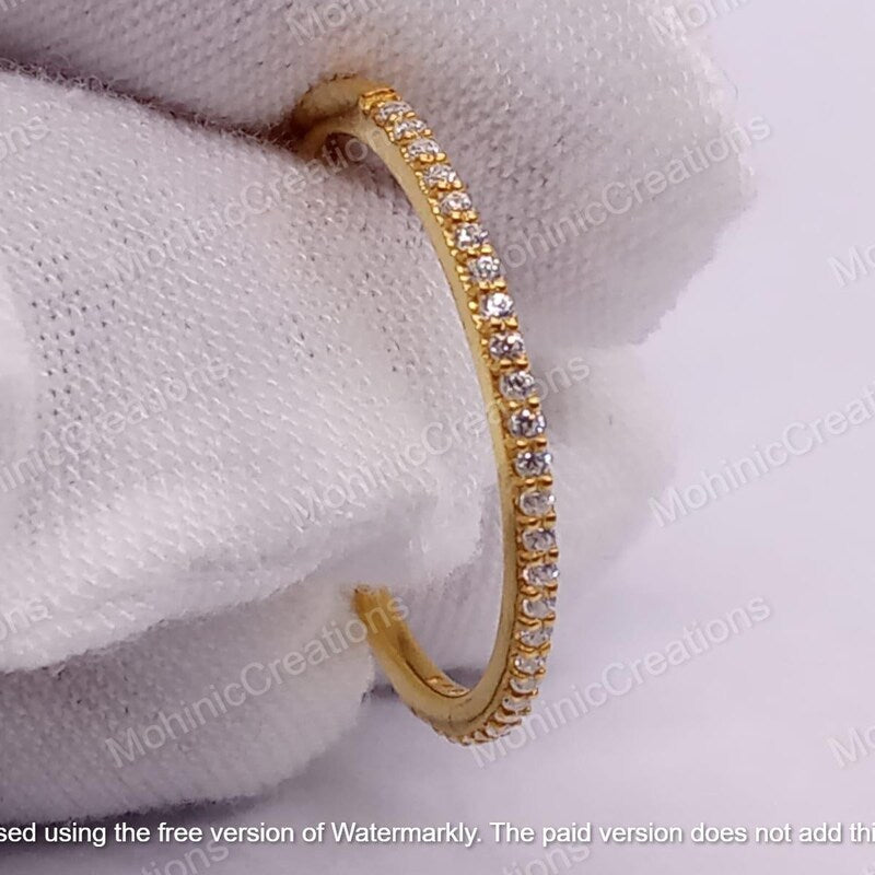 CZ Diamond 925 Silver Half Eternity Ring, 14K Yellow Gold Plated