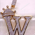 Moissanite Diamond Initial Pendant, 14k Yellow Gold Finish, Sterling Silver Letter M