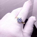 Handmade 925 Silver Solitaire Ring, 14K Yellow Gold Plated, Anniversary Gift