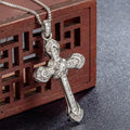 Baguette Moissanite Cross Pendant, Sterling Silver, Men's Diamond