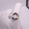 Sapphire Diamond Ring Enhancer, 14K Yellow Gold Finish, Anniversary Band