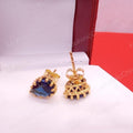Sapphire Teardrop Stud Earrings, 1.20Ct, 14K Yellow Gold Plated Sterling Silver