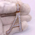 14K Gold Plated Initial A Charm Pendant, Cubic Zirconia Diamond, 925 Sterling Silver
