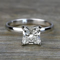 2 Ct Princess Cut Moissanite Solitaire Ladies Engagement Ring 14k White Gold Plated