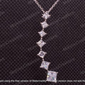 Princess Cut Moissanite Sterling Silver Bar Pendant Necklace
