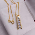 Moissanite 5-Stone Pendant, 14k Yellow Gold Plated Sterling Silver