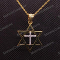 Sterling Silver Star of David Cross Pendant Necklace, Gold Plated