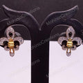 14K Gold Plated Sterling Silver Cubic Zirconia Fleur-de-Lis Stud Earrings