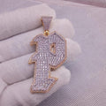 Letter P Pendant, Cubic Zirconia Diamond Charm, 14K Two Tone Gold Plated