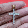 Moissanite Diamond Cross Pendant, Sterling Silver, Two Tone Gold Plated