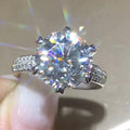 2.5Ct Round Cut Moissanite Solitaire Ring, 14k White Gold Plated 925 Sterling Silver