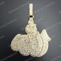 Allah Islamic Pendant: 925 Silver, Lab Diamond, 14k Gold Plated