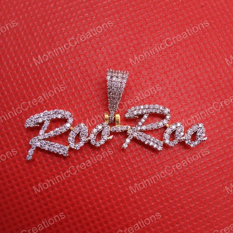 Custom Name Pendant, Round Cut Cubic Zirconia, 14K Gold Plated