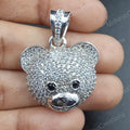 925 Silver Teddy Bear Pendant Necklace, 2.00Ct Round Cut Diamond, 14k White Gold Plated