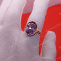 Purple Amethyst CZ Diamond Ring, 14k Yellow Gold Plated, Sterling Silver Men's Wedding Band