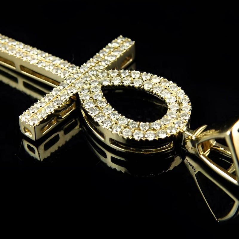 Round Cut CZ Diamond Ankh Cross Pendant Christmas Gift for Him or Her