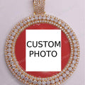 Handmade 14K Yellow Gold Plated CZ Diamond Pendant, Custom Photo Charm