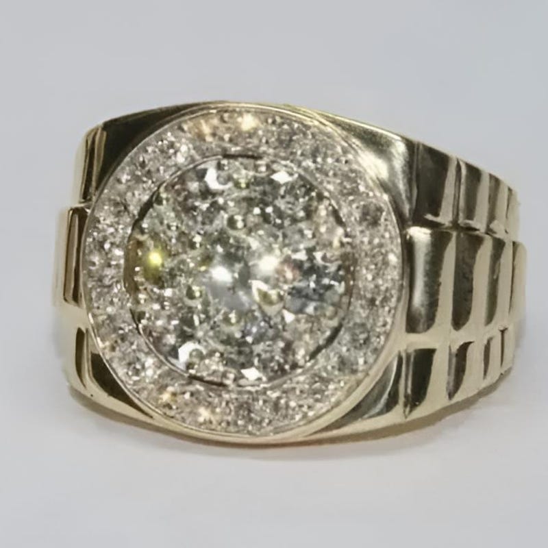 2Ct Round Cut Lab Created Diamond Men's Engagement Ring 14K Yellow Gold Plated