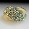 Art Deco Engagement Ring, 14K Yellow Gold Plated, Filigree CZ Cluster Ring