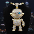 Moissanite Iced Out Cash-Bot Pendant | 10K Gold Fn Custom Cartoon Jewelry | 3-4 Inch Large Statement Rapper Piece