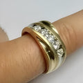 2CT Round Cut Lab Created Diamond Men's Wedding Band Ring 14K Yellow Gold Plated, 5 Stone Ring, Engagement Ring, 925 Sterling Silver