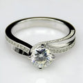 Moissanite Solitaire Engagement Ring, 14k White Gold Plated Sterling Silver