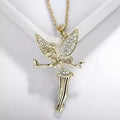 Sterling Silver Fairy Wings Pendant, Round Cut Moissanite Diamond, 14k Yellow Gold Plated