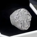 Moissanite Cross Ring, 14K White Gold Plated Sterling Silver