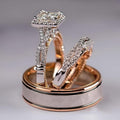 Princess Cut CZ Diamond Engagement Trio Set Ring 925 Sterling Silver
