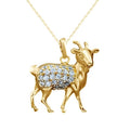 Silver Moissanite Diamond Goat Pendant Necklace, 14k Gold Plated Sterling