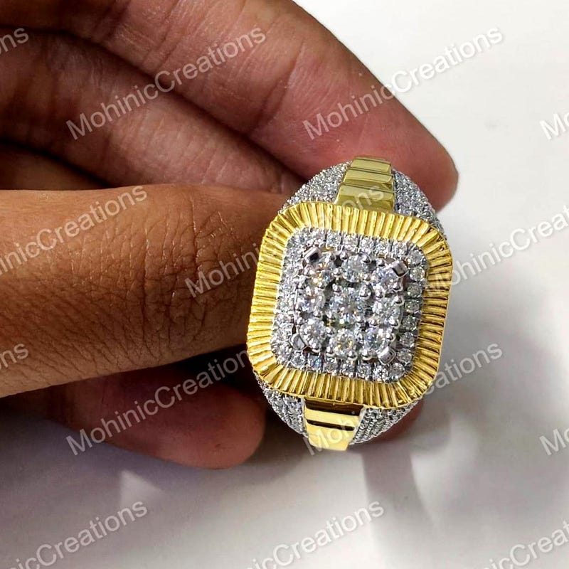 Men's CZ Diamond Ring • 925 Sterling Silver, 14k Gold Plated