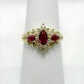 14K Yellow Gold Plated 2Ct Marquise Cut Lab-Created Ruby Diamond Engagement Ring