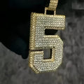 For Men's Cubic Zirconia Custom Number Pendant, 925 Sterling Silver