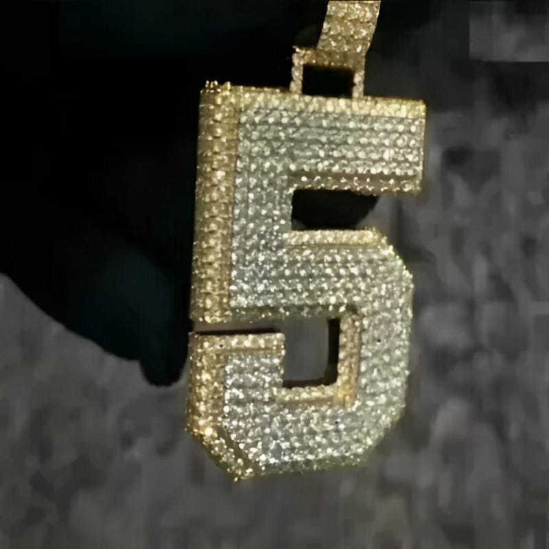 For Men's Cubic Zirconia Custom Number Pendant, 925 Sterling Silver