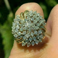 925 Silver Women's CZ Diamond Cluster Cocktail Ring Ring, 14K Yellow Gold Plated