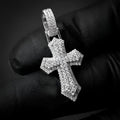 Moissanite Diamond Cross Charm Pendant, Sterling Silver, White Gold Plated