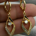 Moissanite Diamond Drop Earrings • 14K Yellow Gold Plated Sterling Silver
