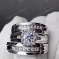 Unisex Gift Filigree 925 Sterling Silver Ring, For Her & Him Promise Ring Engagement Wedding Bridal Trio Ring Band Set