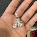 Custom Initial any two Letter Charm Pendant, Round Cut Cubic Zirconia, 925 Sterling Silver, Men's Gift Jewelry