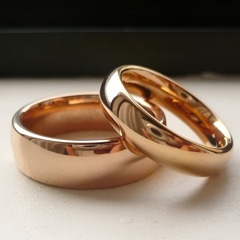 925 Sterling Silver Women's & Men's Wedding Engagement Band Set 14k Rose Gold Plated Anniversary Gift