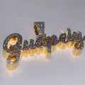 Men's Custom Name Pendant, Moissanite Diamond, 14K Yellow Gold Plated