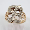 14k Two Tone Gold Plated 925 Sterling Silver Women's any Letter Gift Ring, Round Cut Cubic Zirconia Unisex Gift