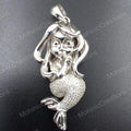 Women's Moissanite Diamond Mermaid Pendant Necklace, 14K White Gold Plated 925 Sterling Silver