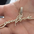 Round Cut Moissanite Diamond Custom Letter Pendant 14K Yellow Gold Plated