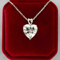 925 Silver Moissanite Diamond Solitaire Heart Pretty Pendant 18" Necklace 14k White Gold Plated