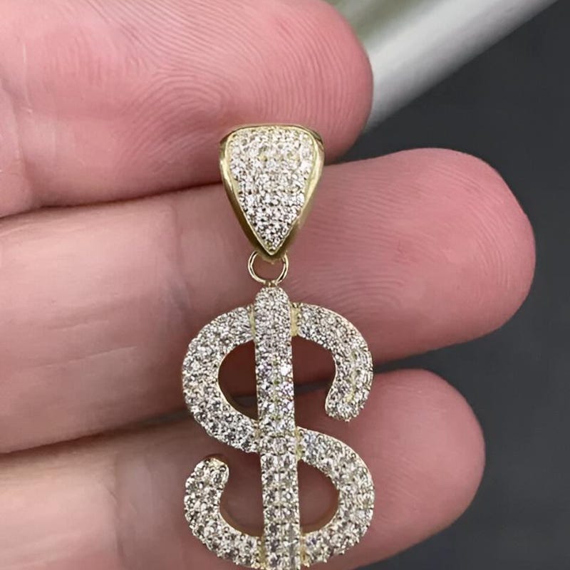 Unisex Valentine Gift Round Lab Diamond Charm Pendant, 14k Gold Plated Sterling Silver